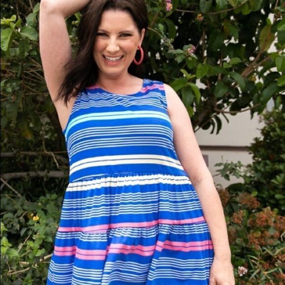 LULAROE Eliana Tiered Striped Tank Top L NWT New Release - Picture 1 of 8
